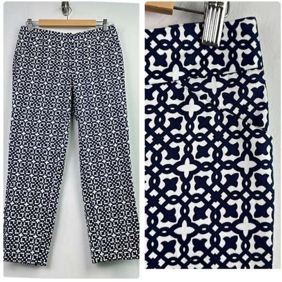 Laundry by Shelli Segal Geometric Pattern Ankle Pants Size 4 - Picture 1 of 10